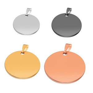 5Pcs Stainless Steel Round Pendant ID Tags Necklace