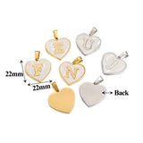 5Pcs Stainless Steel Shell Heart Charms Letters Pendants for DIY Jewelry