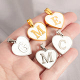 5Pcs Stainless Steel Shell Heart Charms Letters Pendants for DIY Jewelry