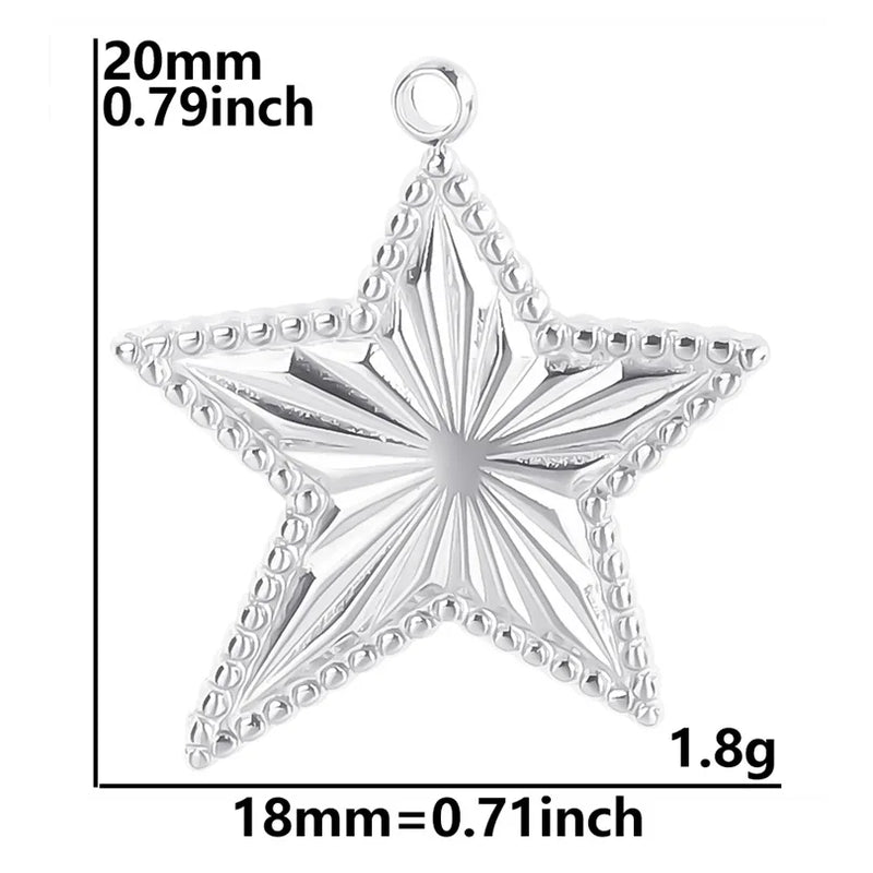 5Pcs Stainless Steel Star Charms for Jewelry Making Earring Pendant