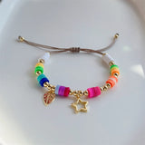 Colorful Polymer Clay Star Leaf Charm Bracelet for Women