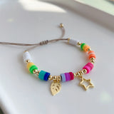 Colorful Polymer Clay Star Leaf Charm Bracelet for Women