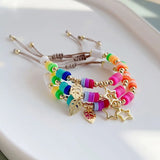 Colorful Polymer Clay Star Leaf Charm Bracelet for Women