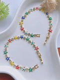 5Pcs Tennis Chain Colorful Eyes Star Charm Bracelet 18K Plated