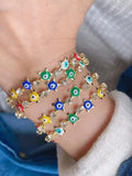 5Pcs Tennis Chain Colorful Eyes Star Charm Bracelet 18K Plated