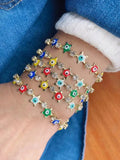 5Pcs Tennis Chain Colorful Eyes Star Charm Bracelet 18K Plated