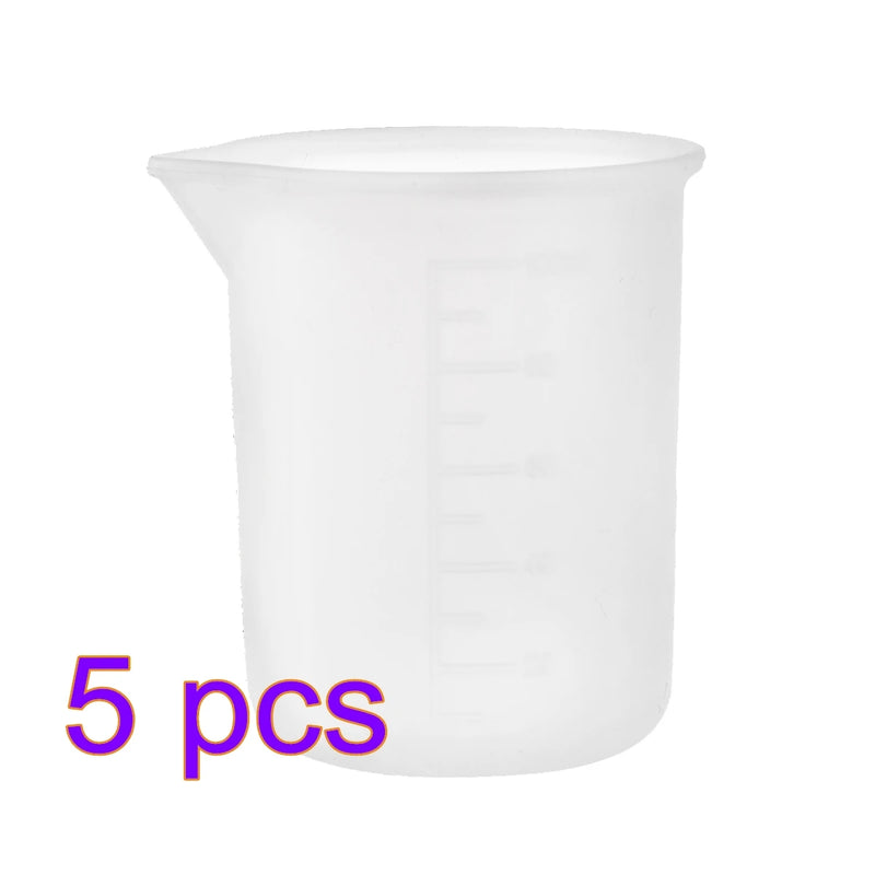 5Pcs 100mL Silicone Measuring Cup Food-Grade Cake DIY Resin Tools