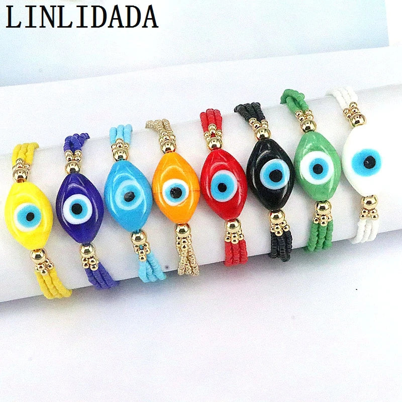 Bohemian Lace-Up Rope Bangle Eye Beads Bracelet