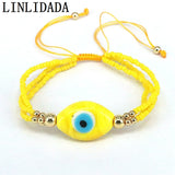 Bohemian Lace-Up Rope Bangle Eye Beads Bracelet