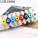 Bohemian Lace-Up Rope Bangle Eye Beads Bracelet