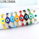 Bohemian Lace-Up Rope Bangle Eye Beads Bracelet