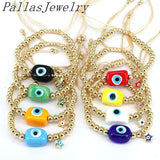 5Pcs Lampwork Eyes Bracelets Plated Beaded Adjustable Lucky Amulet