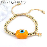 5Pcs Lampwork Eyes Bracelets Plated Beaded Adjustable Lucky Amulet