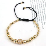 5Pcs Pave Zircon CZ Ball Bracelet Adjustable Bead Macrame Jewelry Gift