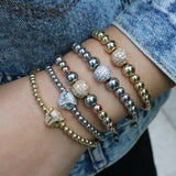 5Pcs Pave Zircon CZ Ball Bracelet Adjustable Bead Macrame Jewelry Gift