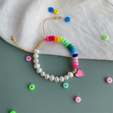 5Pcs Rainbow Soft Pottery Bead Charm Friendship Bracelet for Women