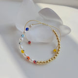 5Pcs Evil Eye Bracelets For Women - Boho Natural Pearl Bead Femme