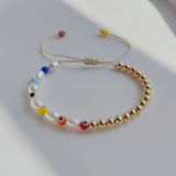 5Pcs Evil Eye Bracelets For Women - Boho Natural Pearl Bead Femme