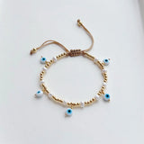 5Pcs Evil Eye Charm Bracelet Natural Pearl Bead Party Gift
