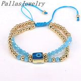 Square Eye Charm Beads Bracelet For Women Crystal Beaded Lucky Eyes