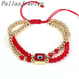 Square Eye Charm Beads Bracelet For Women Crystal Beaded Lucky Eyes