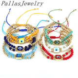 Square Eye Charm Beads Bracelet For Women Crystal Beaded Lucky Eyes
