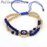 Square Eye Charm Beads Bracelet For Women Crystal Beaded Lucky Eyes