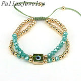 Square Eye Charm Beads Bracelet For Women Crystal Beaded Lucky Eyes