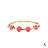 5Pcs Colorful Smiling Face Enamel Charm Bracelet Beads Stretch Jewelry