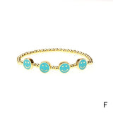 5Pcs Colorful Smiling Face Enamel Charm Bracelet Beads Stretch Jewelry