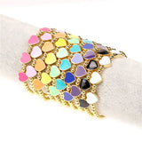 5Pcs Heart Shaped Enamel Charm Bracelet, Colorful Beads Bracelet for Women Girls