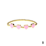 5Pcs Heart Shaped Enamel Charm Bracelet, Colorful Beads Bracelet for Women Girls