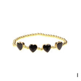 5Pcs Heart Shaped Enamel Charm Bracelet, Colorful Beads Bracelet for Women Girls