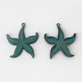 5Pcs Verdigris Patina Starfish Charms Pendant for DIY Earring Necklace