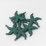 5Pcs Verdigris Patina Starfish Charms Pendant for DIY Earring Necklace