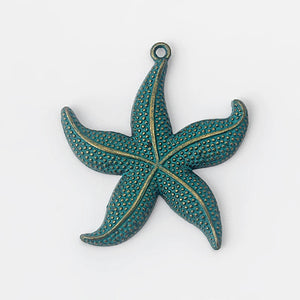 5Pcs Verdigris Patina Starfish Charms Pendant for DIY Earring Necklace