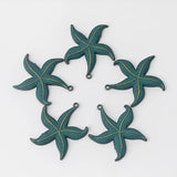 5Pcs Verdigris Patina Starfish Charms Pendant for DIY Earring Necklace
