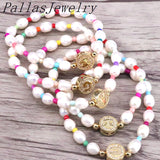 5Pcs Freshwater Pearl Bracelets Women Cubic Zircon Elasticity Jewelry
