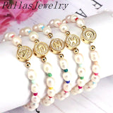 5Pcs Freshwater Pearl Bracelets Women Cubic Zircon Elasticity Jewelry