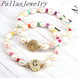 5Pcs Freshwater Pearl Bracelets Women Cubic Zircon Elasticity Jewelry