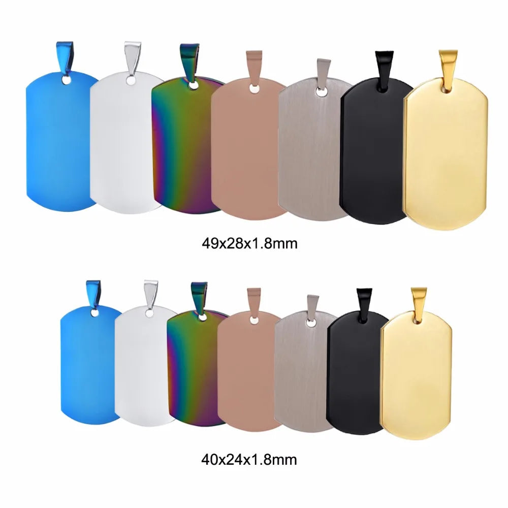5Pcs Military Tag Men Stainless Steel Necklace Pendant