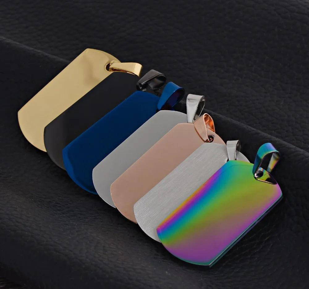 5Pcs Military Tag Men Stainless Steel Necklace Pendant