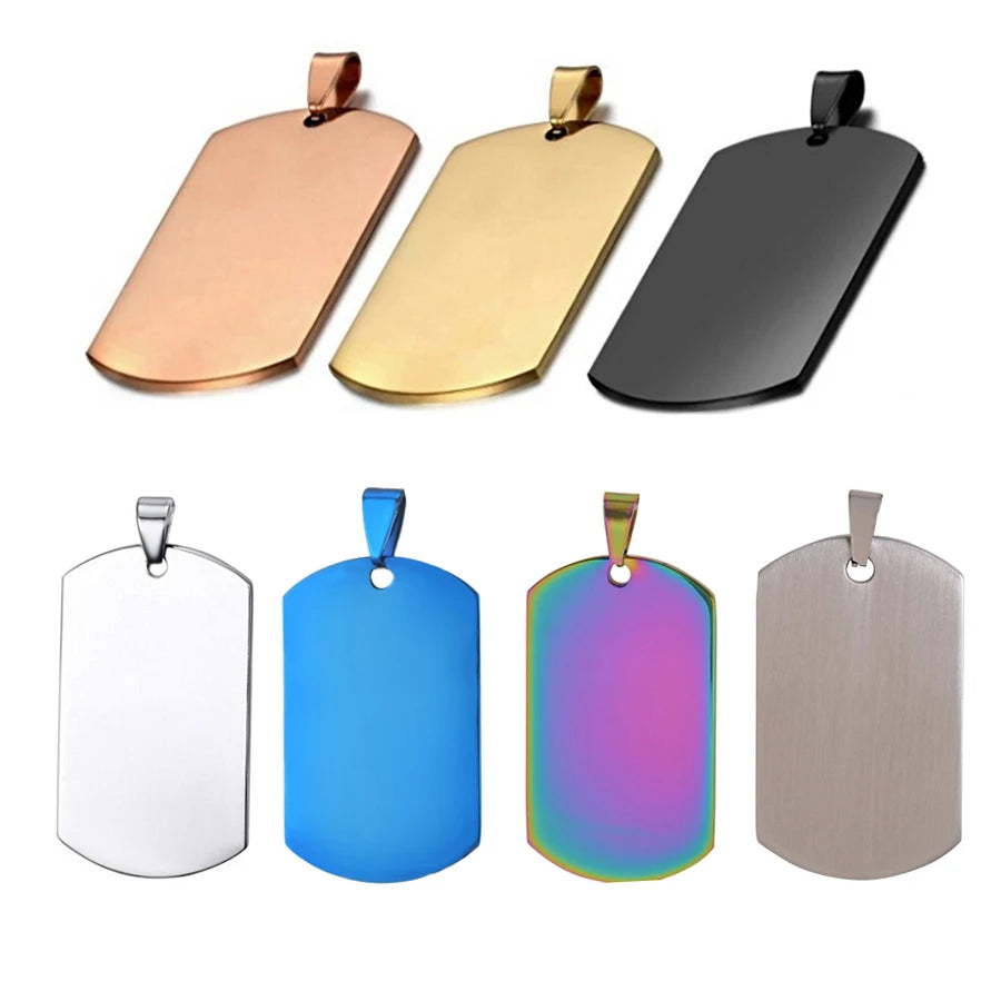 5Pcs Military Tag Men Stainless Steel Necklace Pendant