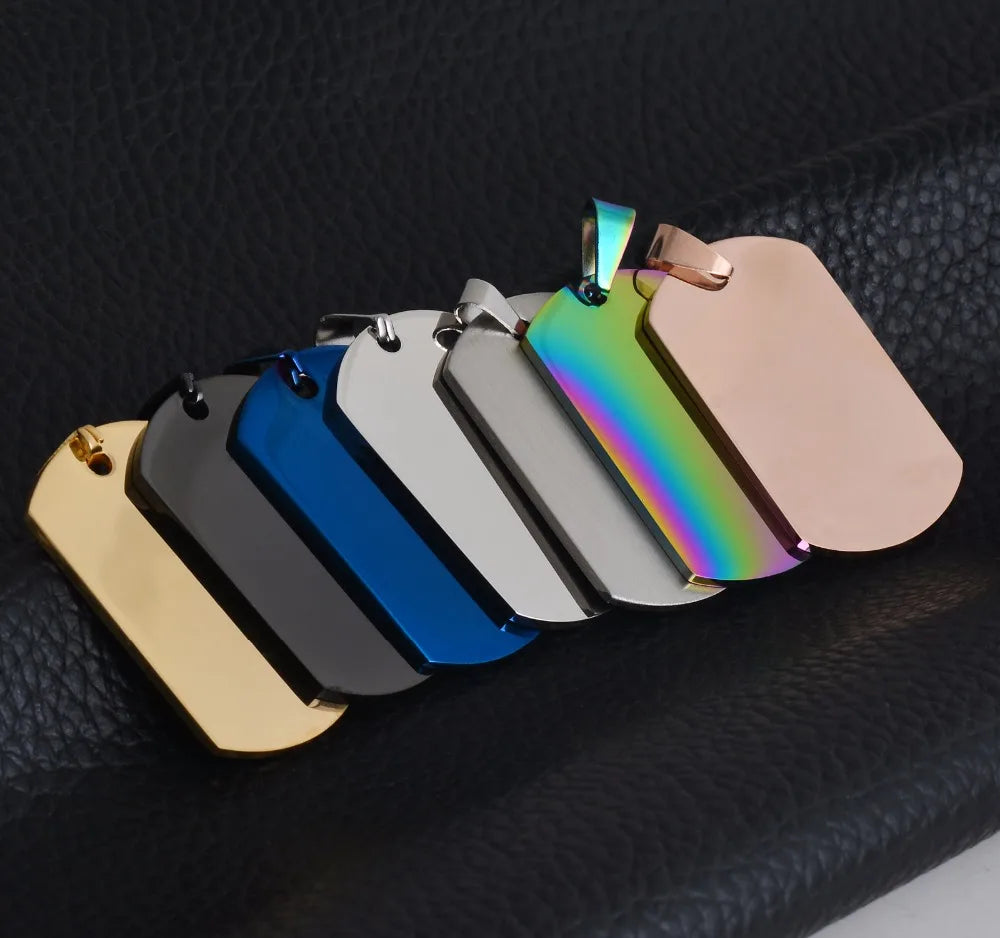 5Pcs Military Tag Men Stainless Steel Necklace Pendant
