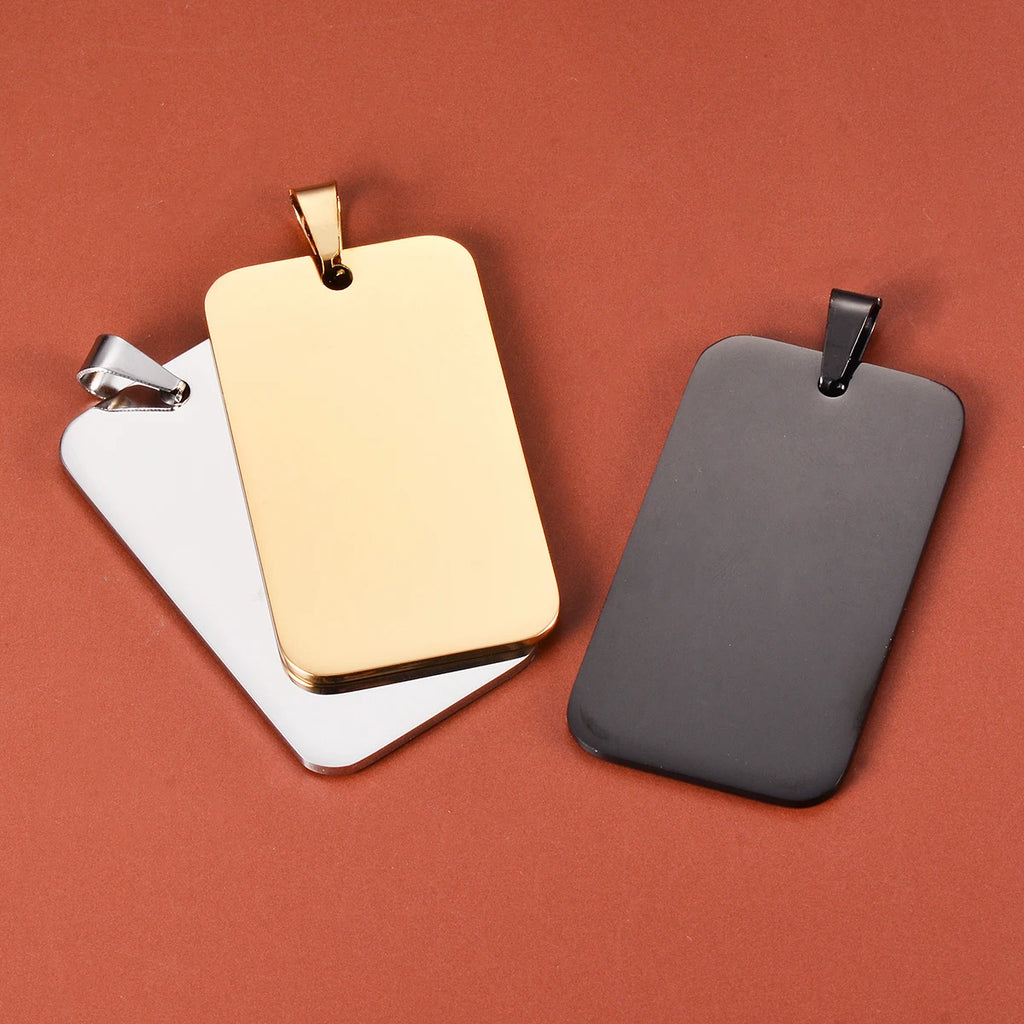 5Pcs Military Tag Men Stainless Steel Pendant Necklace