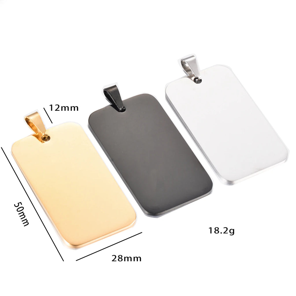 5Pcs Military Tag Men Stainless Steel Pendant Necklace