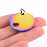 5Pcs Stainless Steel Heart Necklace Pendant in 5 Colors