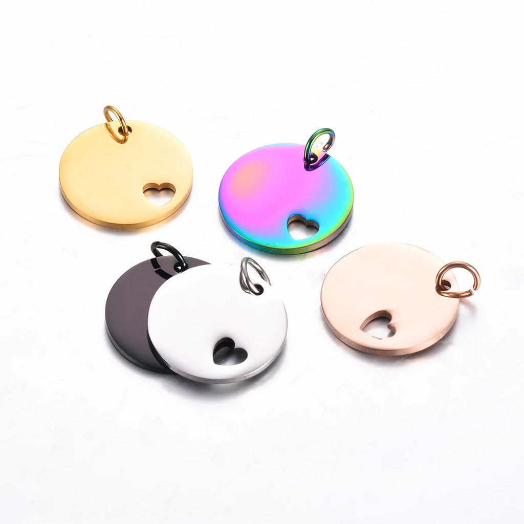 5Pcs Stainless Steel Heart Necklace Pendant in 5 Colors