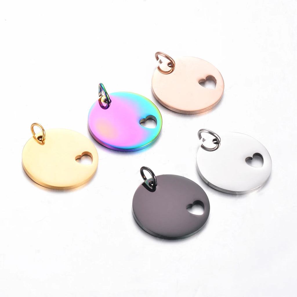 5Pcs Stainless Steel Heart Necklace Pendant in 5 Colors