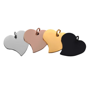 5Pcs Heart Stainless Steel Stamping Dog Tags Pendant Necklace Jewelry Findings